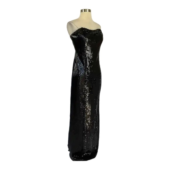NEW Aidan Mattox Women's Formal Black Sequin Strapless Long Column Gown size 4 - Picture 5 of 8